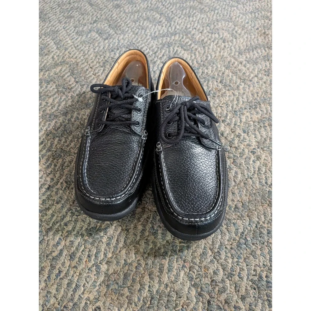 Dr. Comfort Patrick Mens 10.5 XW Black Leather Boat Shoes Therapeutic 8510